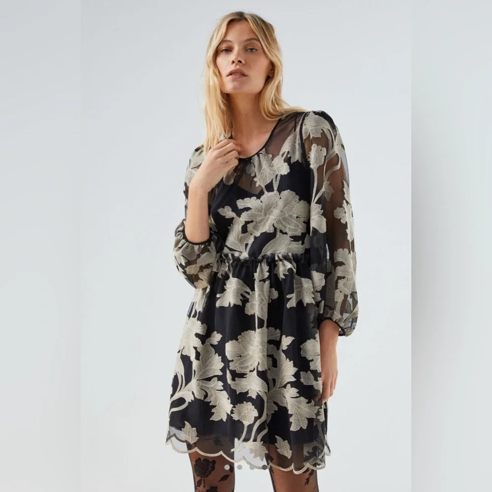 EUC Anthropologie Maeve Trixie Embroidered Mini Dress // Size XL Petite - Picture 1 of 4